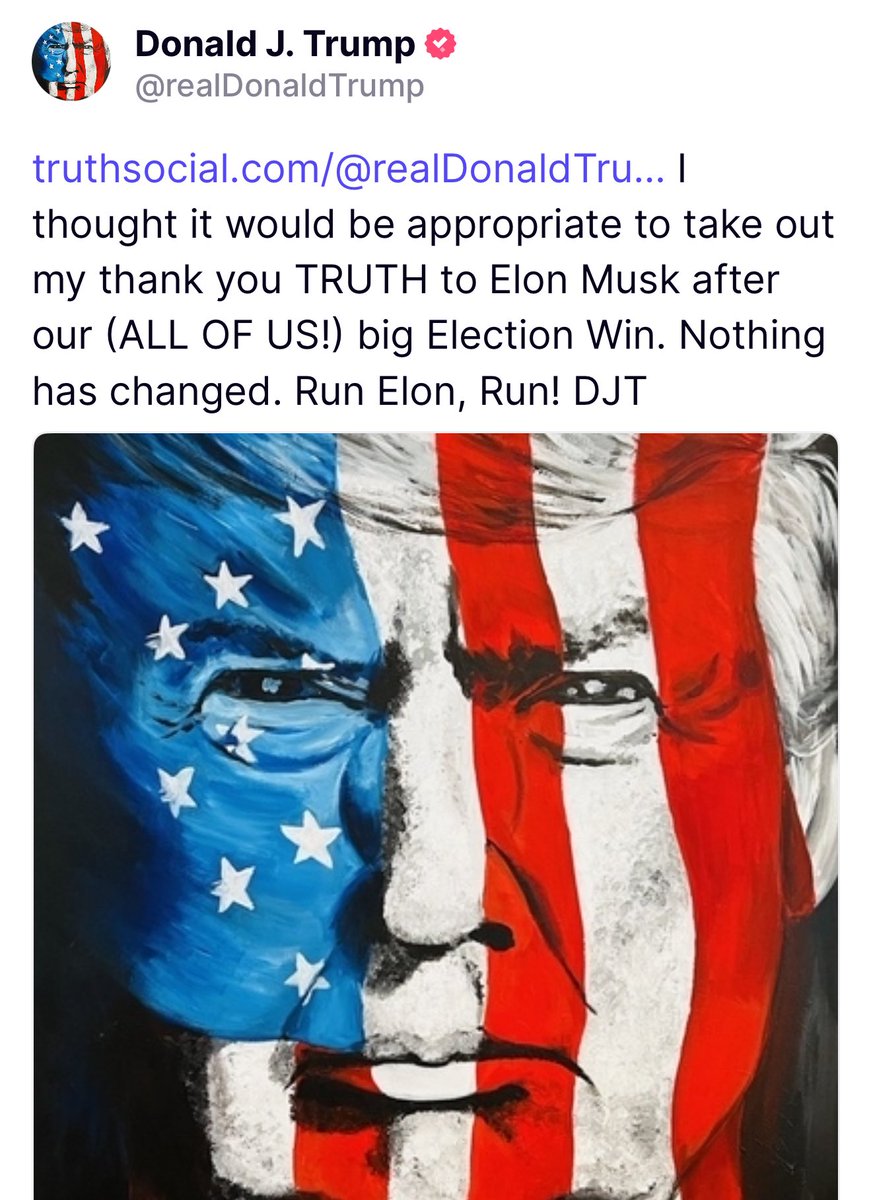🚨 PRESIDENT TRUMP: "Run Elon, Run!"
