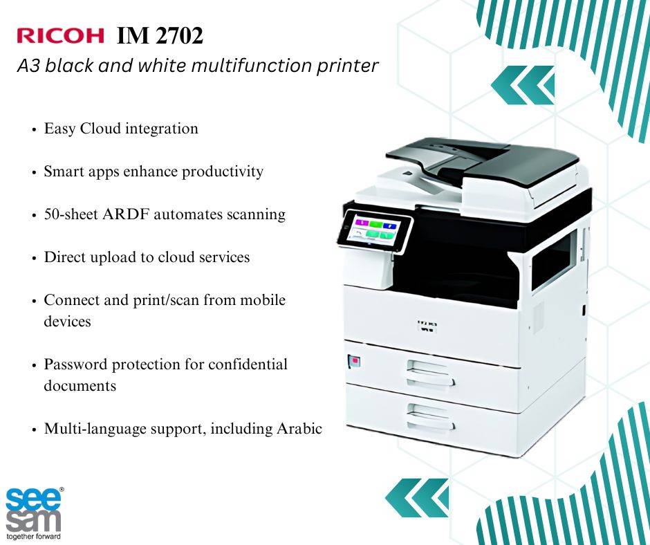 SeeSamSolution's tweet image. Versatile, robust, and efficient – the IM 2702 RICOH is designed to handle all your office tasks with ease. From printing to scanning and copying, it’s a productivity powerhouse.

#SeeSamSolutions #IM2702