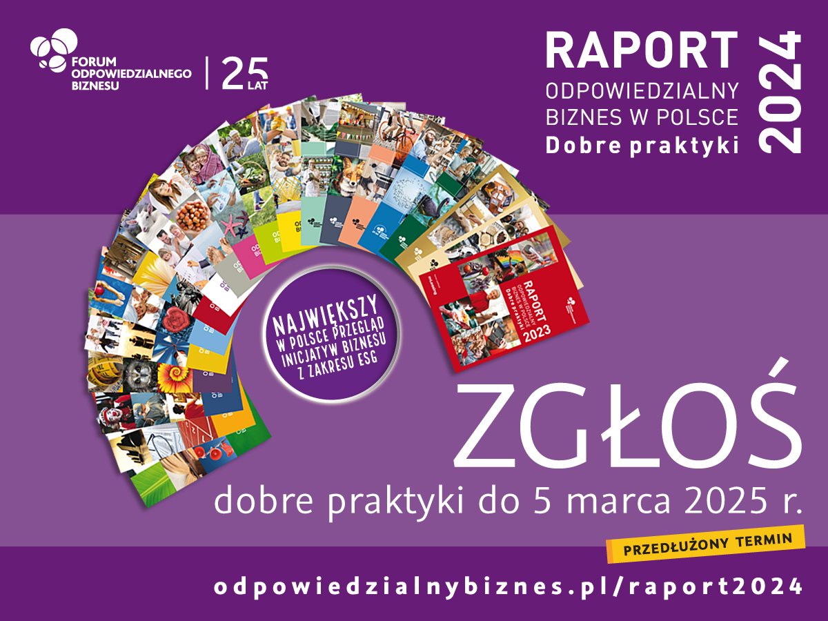 ⏰ Do 5 marca przedłużamy termin zgłoszeń dobrych praktyk do #RDP2024❗️

📊Formularz zgłoszeniowy i FAQ dotyczące 23. edycji raportu Forum Odpowiedzialnego Biznesu “Odpowiedzialny biznes w Polsce. Dobre praktyki” znajdziecie na stronie ➡️ odpowiedzialnybiznes.pl/raport2024/ 🟣