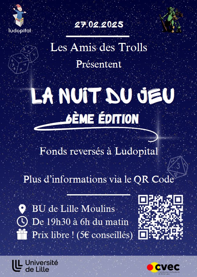 BU Lille - Droit-Gestion (@bulilledg) on Twitter photo Vos rendez-vous demain jeudi dans votre #BUDroit
➡️ 13h Joutes oratoires avec <a href="/LysiasLille/">LYSIAS LILLE</a>
➡️ à partir de 19h30 Nuit du #jeu avec <a href="/LesADTLille2/">Les Amis des Trolls</a> Vos rendez-vous demain jeudi dans votre #BUDroit
➡️ 13h Joutes oratoires avec <a href="/LysiasLille/">LYSIAS LILLE</a>
➡️ à partir de 19h30 Nuit du #jeu avec <a href="/LesADTLille2/">Les Amis des Trolls</a>