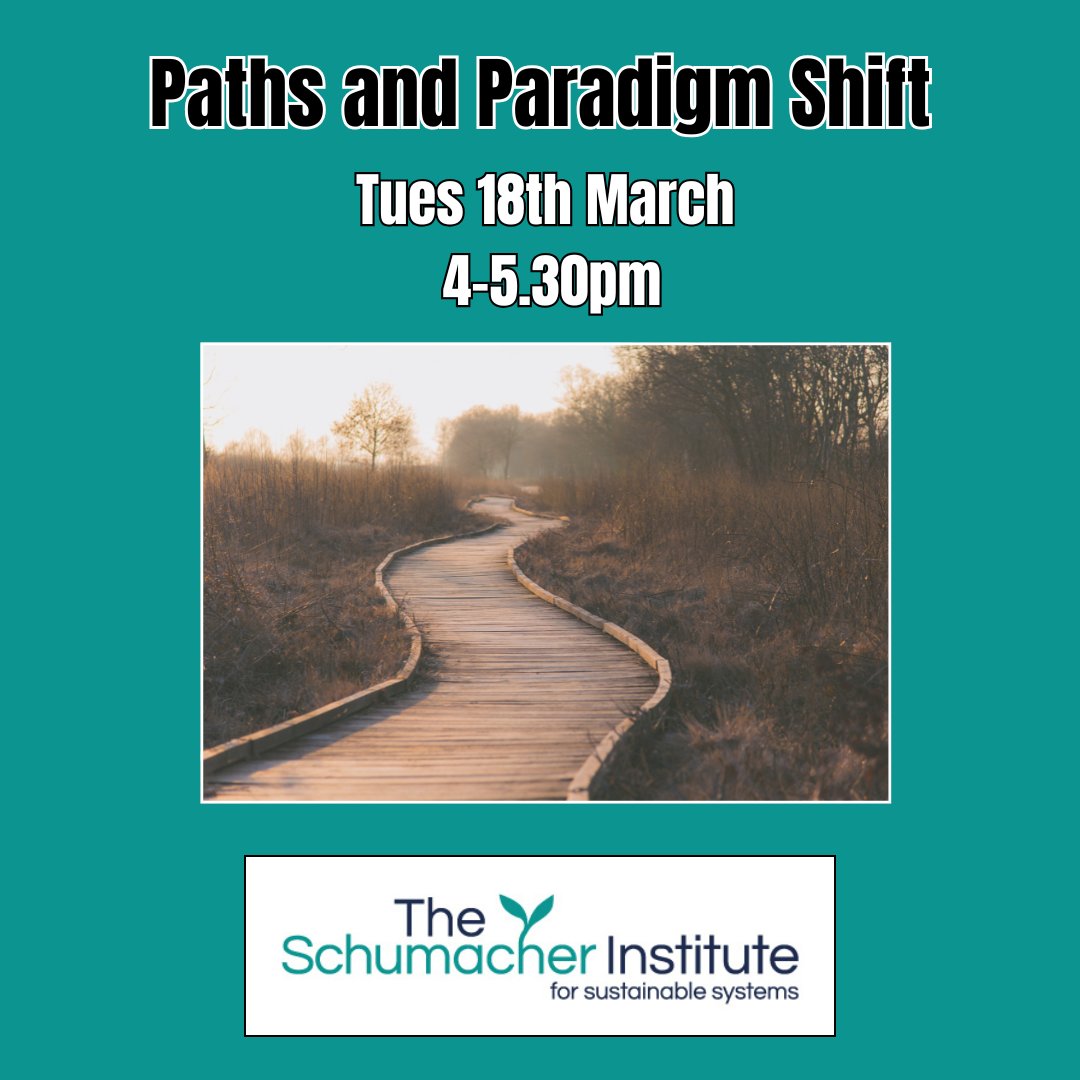 Paths to Paradigm Shift: Online Workshop

In this Workshop, Barbara Williams suggests how we might minimise biodiversity loss as climate change escalates.  
The presentation has been pre-recorded here: youtube.com/watch?v=0LxUnC…

Email: marsha@schumacherinsitute.org.uk to register
