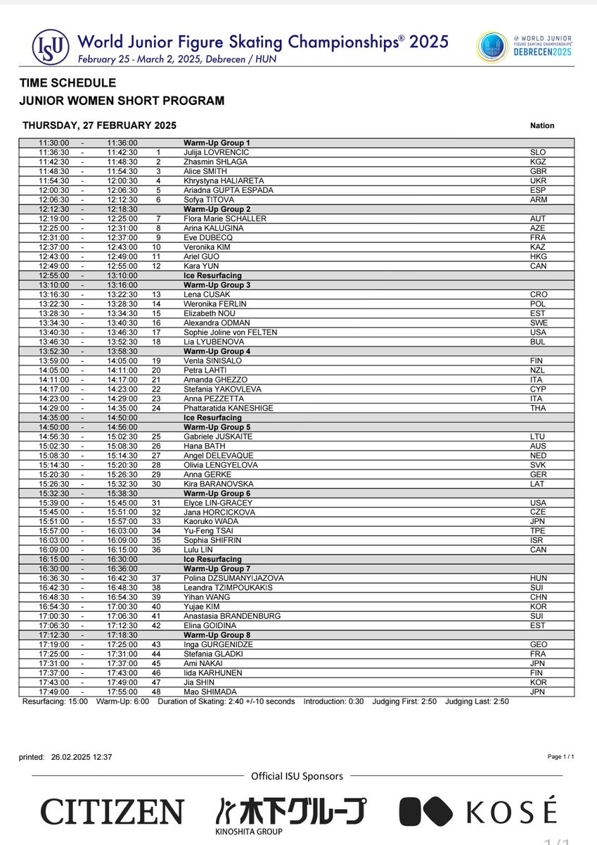주월 여싱 쇼트 스타팅 오더
유재 7그룹 4번 금요일 오전 0시 54분
지아 8그룹 5번 금요일 오전 1시 43분