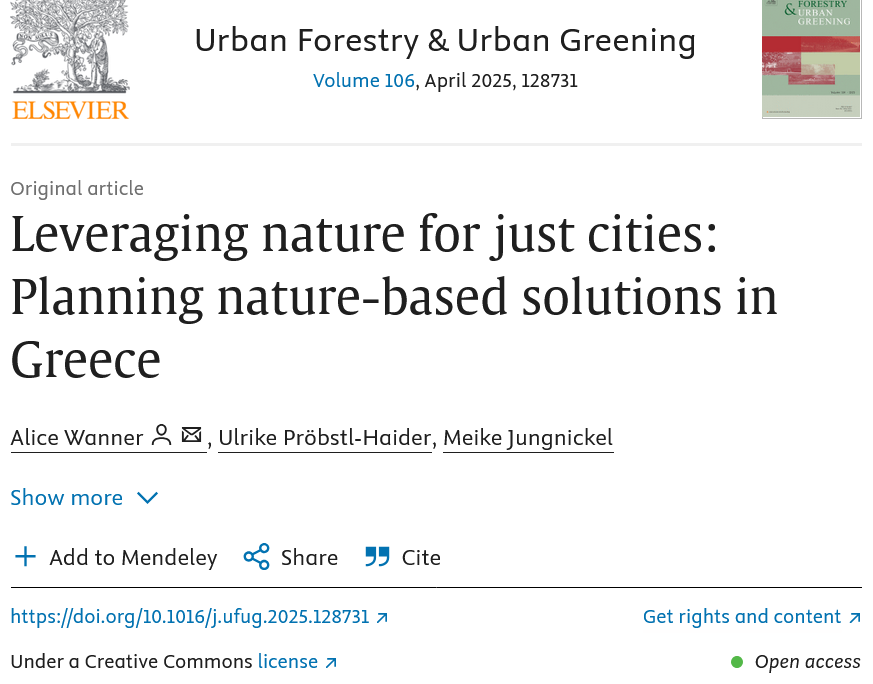 UPSURGE (@upsurge_h2020) on Twitter photo 🌿Who benefits from green spaces? New study on #Greek cities reveals inequalities in access to #NbS& highlights how segregation affects willingness to support them. Read how we can build greener, fairer cities!📖➡️ doi.org/10.1016/j.ufug…
@alice_wanner <a href="/BOKUvienna/">BOKU University</a> #UPSURGE #H2020 🌿Who benefits from green spaces? New study on #Greek cities reveals inequalities in access to #NbS& highlights how segregation affects willingness to support them. Read how we can build greener, fairer cities!📖➡️ doi.org/10.1016/j.ufug…
@alice_wanner <a href="/BOKUvienna/">BOKU University</a> #UPSURGE #H2020