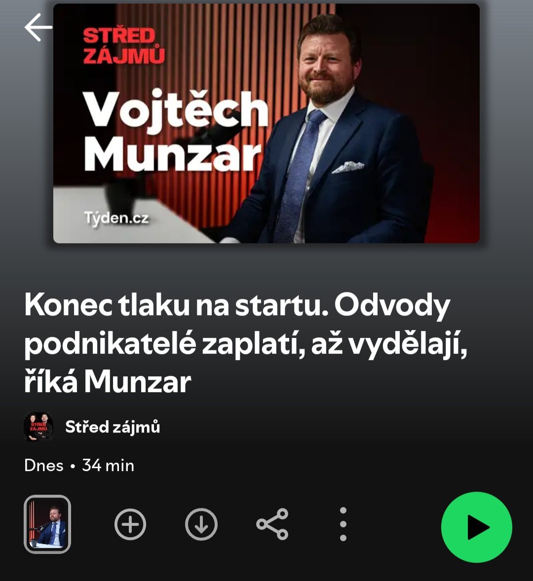 Vojtěch Munzar (@munzar_vojtech) on Twitter photo Děkuji <a href="/HonzaPalicka/">Honza Palička</a> za super rozhovor v podcastu Střed zájmů o ekonomice, konkurenceschopnosti Evropy, podnikatelském prostředí, přijetí eura, o státním rozpočtu. Nebyl by to rozhovor se mnou, kdybychom se nedostali i k našim vztahům s Itálií.
open.spotify.com/episode/3bl46j… Děkuji <a href="/HonzaPalicka/">Honza Palička</a> za super rozhovor v podcastu Střed zájmů o ekonomice, konkurenceschopnosti Evropy, podnikatelském prostředí, přijetí eura, o státním rozpočtu. Nebyl by to rozhovor se mnou, kdybychom se nedostali i k našim vztahům s Itálií.
open.spotify.com/episode/3bl46j…