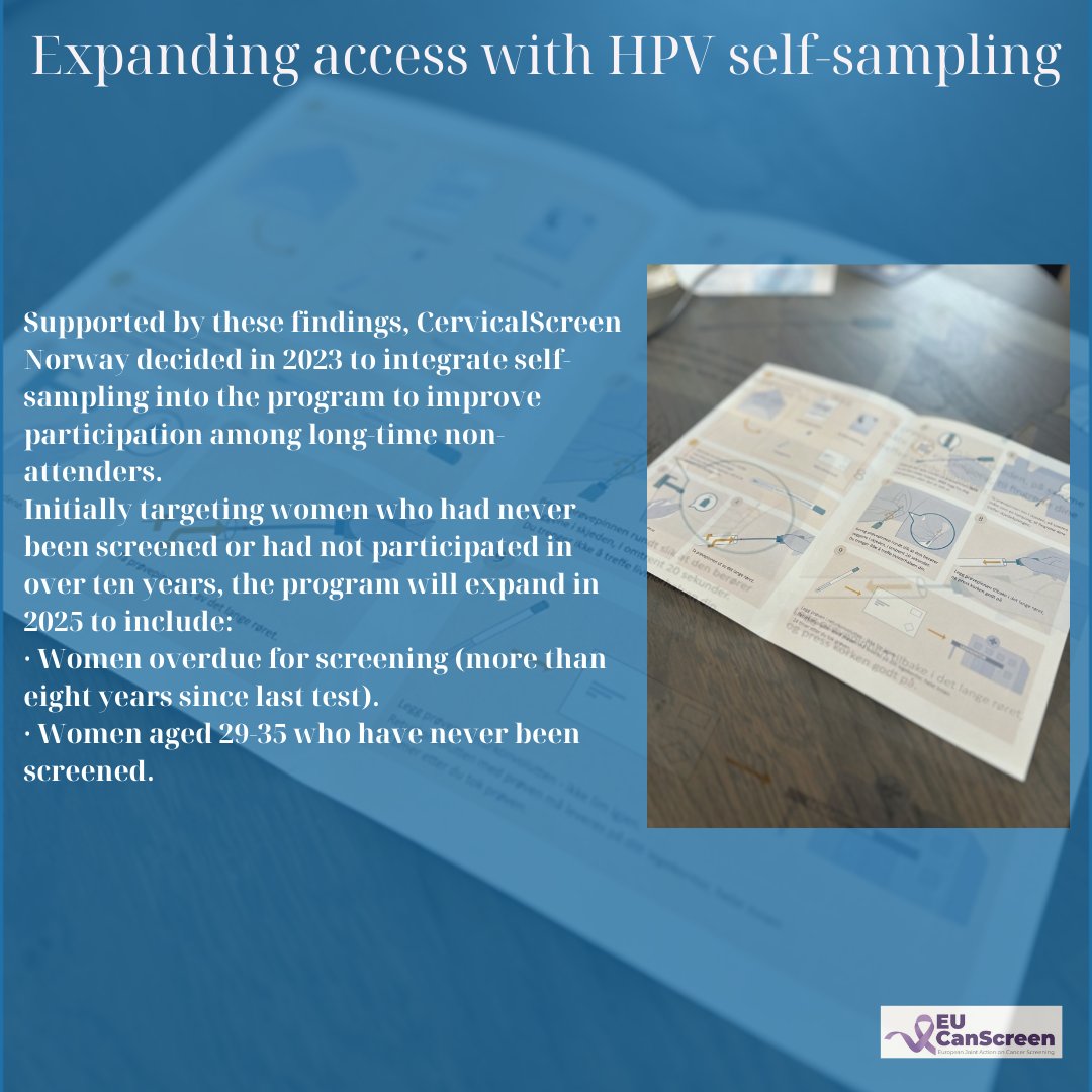 eucanscreen's tweet image. CervicalScreen Norway 🇳🇴
How CervicalScreen Norway works?
Expanding access with HPV self-sampling
#EU#EuropeanCommission #EU4Health #BeatCancer #HealthEquity #EUCanScreen🇪🇺 #CervicalScreen#Norway🇳🇴