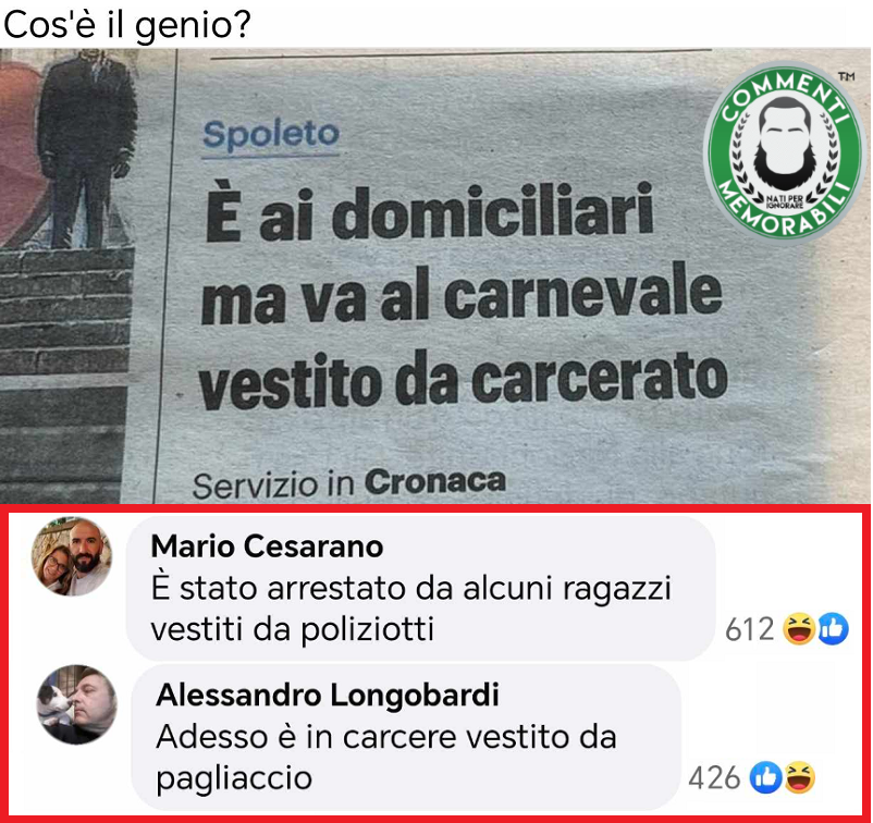 "A Carnevale ogni evasione vale" [Semi-Cit.] #ignoransa #commentimemorabili #benemanonbenissimo