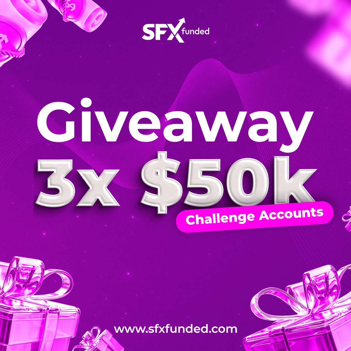 GIVEAWAY ALERT! 

We’re giving away 3 x $50K Challenge Accounts! 

How to enter:
1️⃣ Follow <a href="/sfxfundedcom/">sfxfundedcom</a> <a href="/husamsamy_sfx/">Husam Samy</a> 
2️⃣ Like &amp; Retweet
3️⃣ Tag 3 friends
4️⃣ Join our Discord ⤵️
🔗 discord.gg/F7xhN9TkYc

⏳ Winners announced on March 3rd!