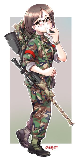 サバゲの昼食は、おにぎり🍙をよく食べてた
#このタグ見た人は食べ物を持ったキャラを貼る 