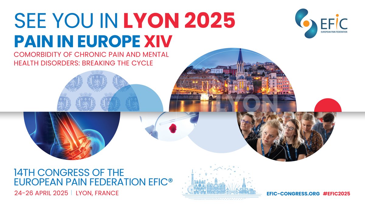 EHF_Official's tweet image. Join the @EFIC_org's congress, Pain in Europe XIV, under the theme “Comorbidity of #chronicpain & #mentalhealthdisorders: Breaking the cycle.” Experience a multidisciplinary program, connect with peers & explore innovative approaches to #painmanagement
🔗europeanpainfederation.eu/efic2025/