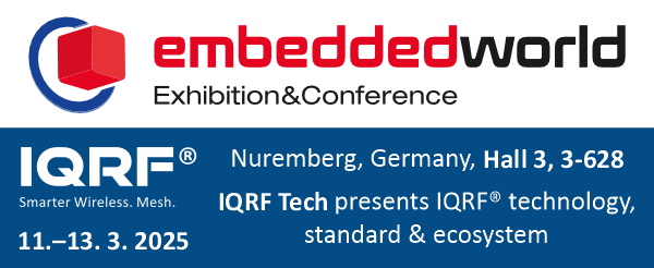 IQRF_Alliance's tweet photo. IQRF Tech exhibits at Embedded World 2025 at a stand 3-628. Visit us!
Discover the latest innovations in IQRF technology (https://t.co/JueIZ9SChp) and IQRF wireless mesh communication standard (https://t.co/qjvHIJp66X) enabling reliable connectivity for IoT applications. https://t.co/C9CFMZW94V