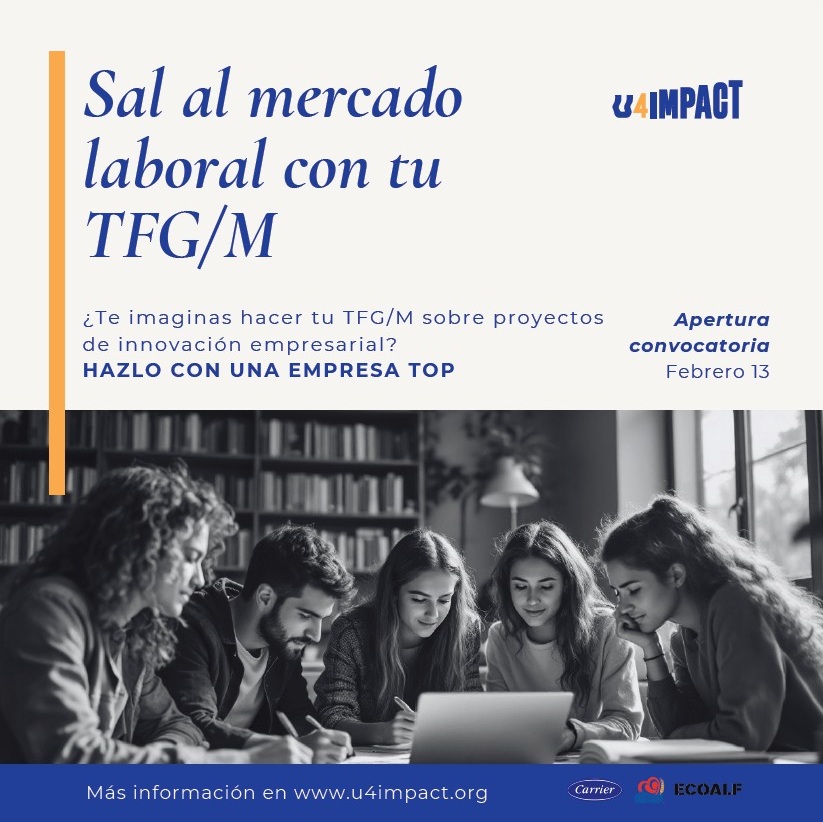 🚀¡Impulsa tu carrera profesional y empieza a cambiar el mundo con <a href="/U4IMPACT_/">U4IMPACT</a>! Ahora puedes hacer tu TFG/TFM con impacto y con una empresa 🔝 
¡Date prisa y no te quedes sin el proyecto que te interesa!
u4impact.org
#somosUPM #estudiantesUPM