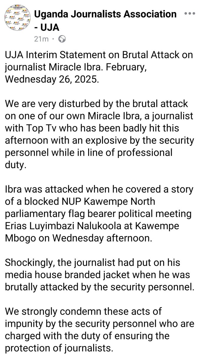 Uganda Journalist Association tweet media
