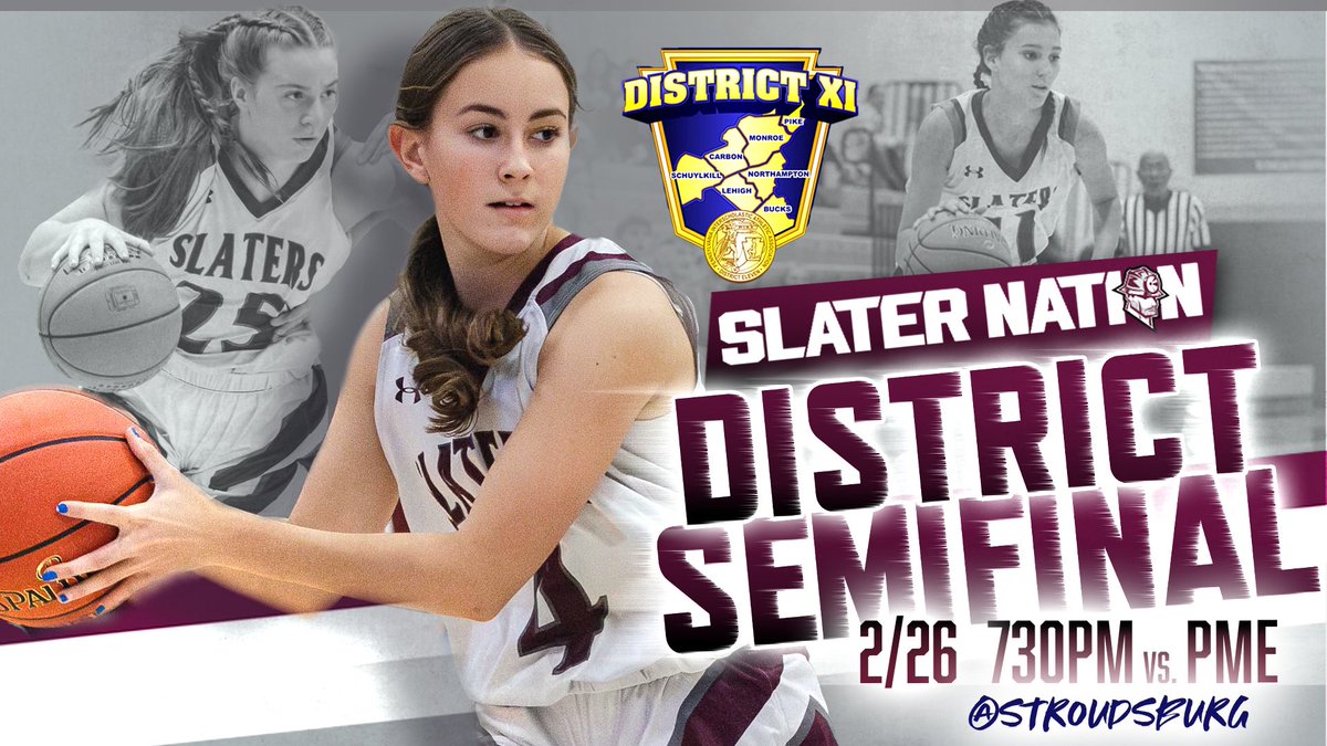 Gameday

<a href="/PIAADistrictXI/">PIAA District XI</a> 5A Semis

Vs. PM East
📍 Stroudsburg
⏰ 7:30
🎟️All tix must be bought online, 65+ free admission districtxi.com/news/dxipt&pag… 

<a href="/GirlsBangorbb/">Bangor Girls Basketball</a> 
#SlaterNation⚒️