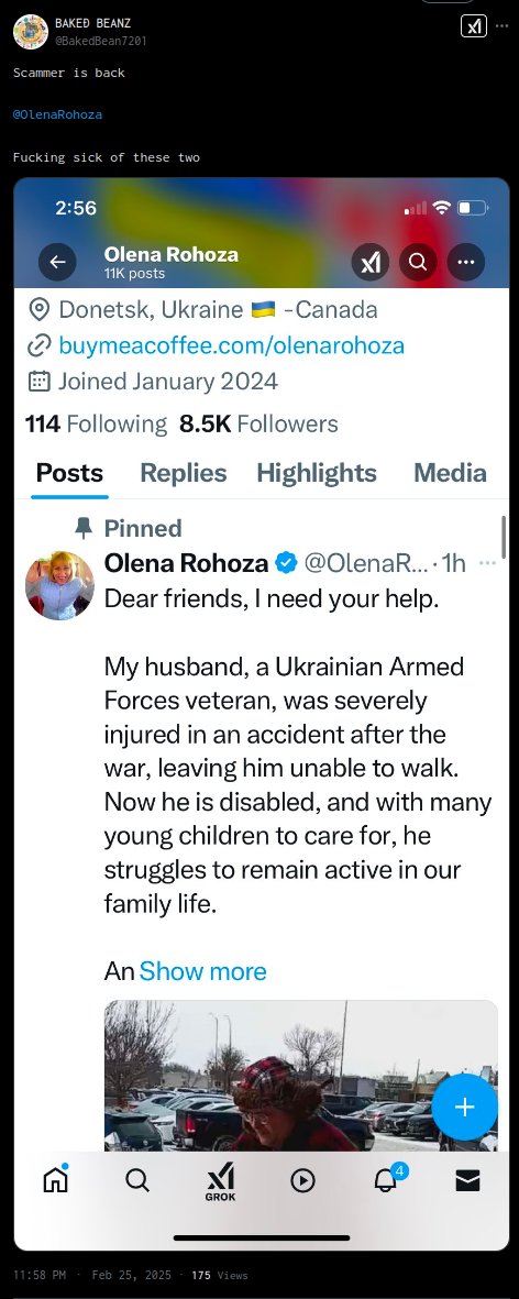 ScamBustersHQ's tweet image. 📢Fake charity alert

@OlenaRohoza (x.com/i/user/1748768…)
PayPal:veteran54brigade@gmail.com
BMC:olenarohoza

Wife of fake veteran Mykhailo Rohoza (@Oct7NeverForget)

Stole enough money to purchase house+car in Canada
👉Report Privacy (Threatening share -&amp;gt; someone else&apos;s)+block