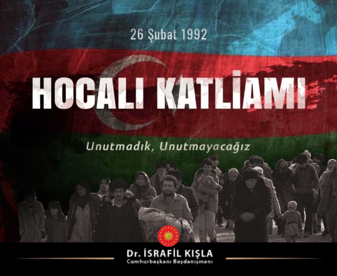 İnsanlık tarihine kara bir leke olarak geçen #HocalıKatliamı'nın acısını daima yüreğimizde taşıyacağız.

Hocalı Soykırımı’nın 33. yıl dönümünde, şehit düşen tüm Azerbaycanlı kardeşlerimizi rahmetle anıyorum. Ruhları şad, mekanları cennet olsun.

Unutmadık, unutturmayacağız! 🇹🇷🇦🇿