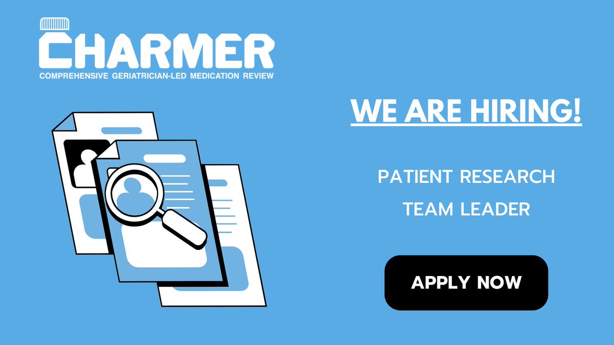 CHARMER_Study's tweet image. 🚀 Exciting Opportunity Alert! 🚀
We're looking for a Patient Research Team Leader for the CHARMER project, University of Leicester.
🔗Learn more and apply here:
jobs.le.ac.uk/vacancies/1145…
Join us and be a part of our mission to enhance proactive #deprescribing in hospitals…
