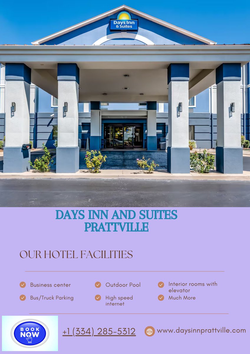 daysinnprattvil's tweet photo. 🌟 Experience Comfort and Value at Days Inn Prattville! 🌟
📍 Location:
Prattville, Alabama – the perfect stop for travelers!
📞 Ready to book your stay? Call us at +1 (334) 285-5312 or visit https://t.co/mQkB8bwQpg for more information
#DaysInnPrattville #TravelAlabama #StayWith https://t.co/mphVltMJBP