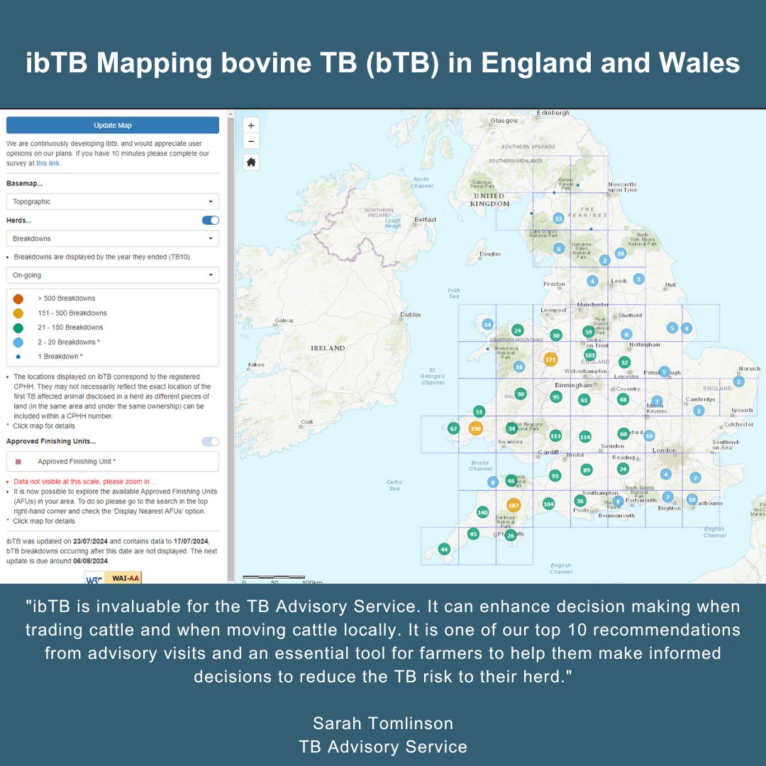TB Advisory Service (@tb_advisory) on Twitter photo The ibTB map can help inform cattle trading practices by making it easier for buyers to find out the bTB status and history of potential trading partners herds. This information enables buyers to reduce the likelihood of acquiring bTB infected animals.
<a href="/KingshayFarming/">Kingshay Farming</a> The ibTB map can help inform cattle trading practices by making it easier for buyers to find out the bTB status and history of potential trading partners herds. This information enables buyers to reduce the likelihood of acquiring bTB infected animals.
<a href="/KingshayFarming/">Kingshay Farming</a>