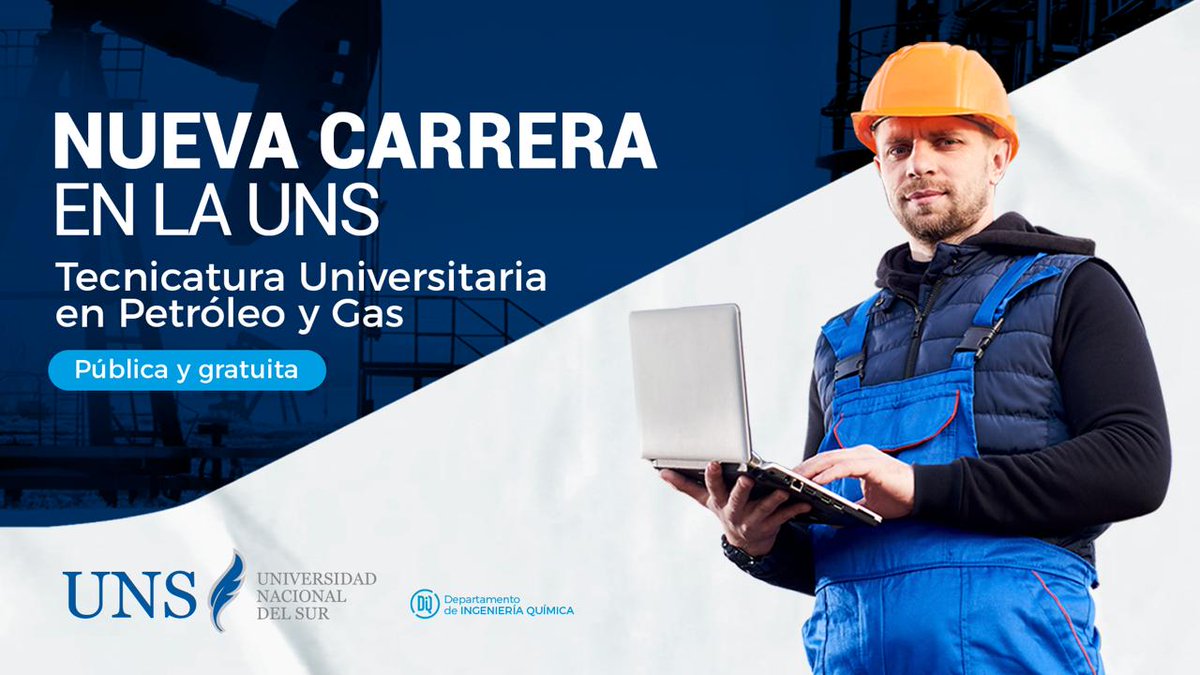 👷‍♀️👷LANZAMOS LA TECNICATURA UNIVERSITARIA EN PETRÓLEO Y GAS! ♻️

El cursado será presencial, en horario vespertino y formará en áreas clave como perforación, producción, terminación de pozos y operación de plantas de tratamiento de hidrocarburos.
👉enfoqueu.uns.edu.ar/se-dictara-en-…