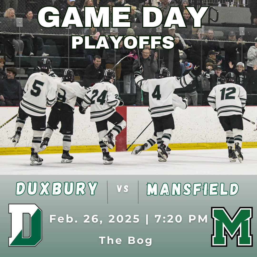Duxbury HS Hockey (@duxburyhockey) on Twitter photo 🚨Playoffs🚨
The Boys Take On Mansfield Tonight (2/26) at 7:20 <a href="/BogRink/">TheBogRink</a>
Let’s Pack The Rink‼️
<a href="/mikeflats/">Mike Flaherty</a> <a href="/DuxburySports/">Clipper Sports</a> <a href="/DuxHSAthletics/">Duxbury Dragons Athletics</a> 🚨Playoffs🚨
The Boys Take On Mansfield Tonight (2/26) at 7:20 <a href="/BogRink/">TheBogRink</a>
Let’s Pack The Rink‼️
<a href="/mikeflats/">Mike Flaherty</a> <a href="/DuxburySports/">Clipper Sports</a> <a href="/DuxHSAthletics/">Duxbury Dragons Athletics</a>