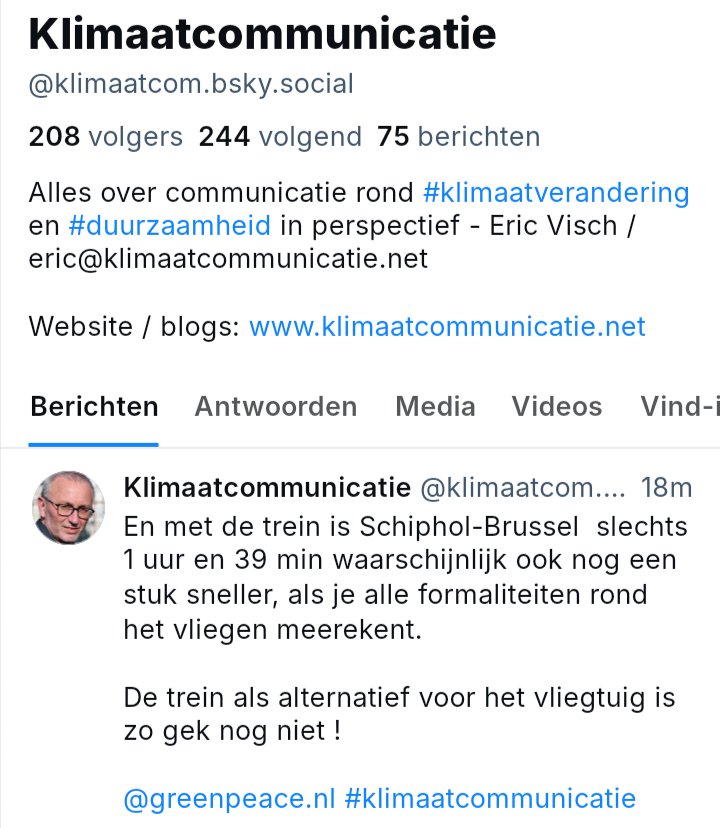 #klimaatcommunicatie blijft groeien op #bluesky -> na 1 maand meer dan 200 volgers

Volg alle updates over communicatie rond klimaatverandering nu ook op Bluesky via bsky.app/profile/klimaa…