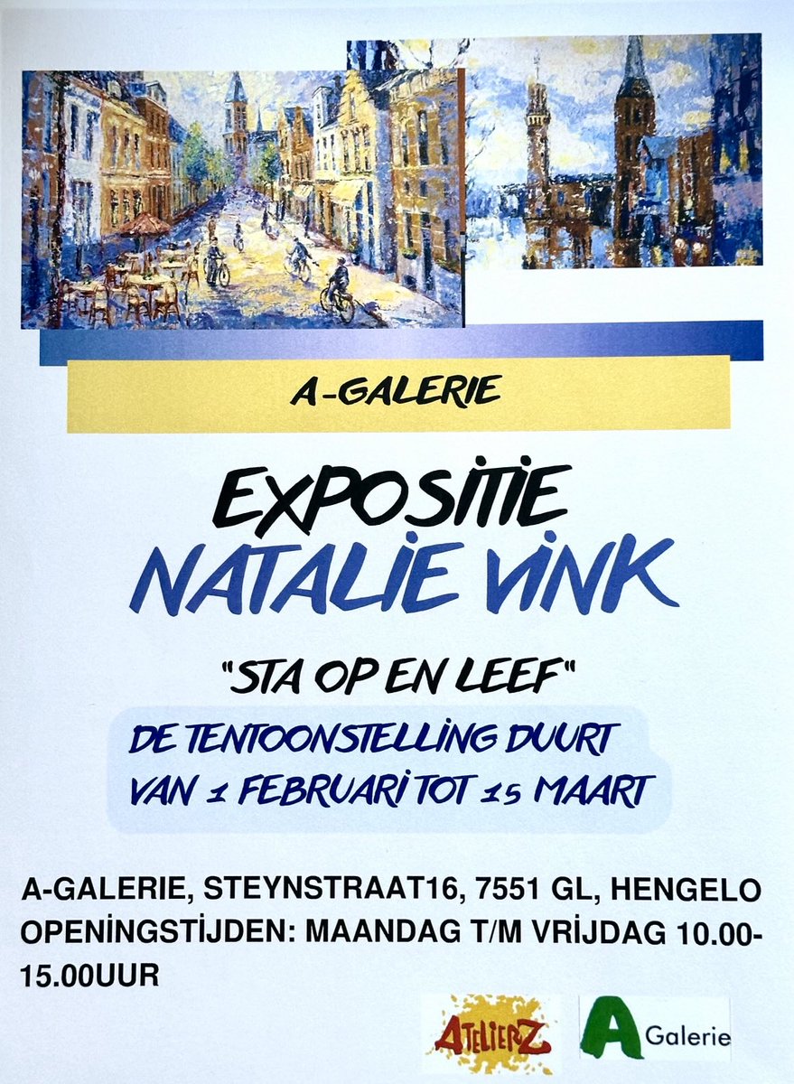 Mooie expositie in de <a href="/A/">Ani</a>-galerie in ⁦<a href="/gemeentehengelo/">Gemeente Hengelo</a>⁩ van Natalie Vink. Het stadsgezicht Hengelo in het natste jaar ooit (2023) zou niet misstaan in de Hengelose collectie.