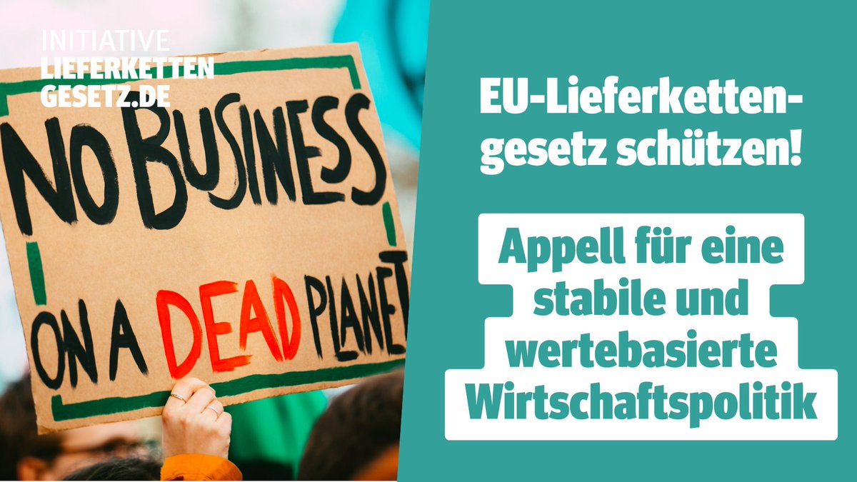 Die Omnibus-Initiative der EU-Kommission wäre ein fataler Rückschritt für den Schutz von Menschenrechten und Umwelt. Wir halten dagegen: 📣 Starker Appell aus Politik, Wirtschaft und Zivilgesellschaft: EU-Lieferkettengesetz schützen! appell-lieferkettenrichtlinie.de