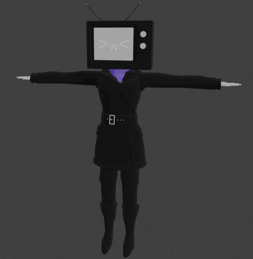 TV Woman update:

Modeling part is done! Textures are coming up next :o

#skibiditoilet #tvwoman #blender #3dmodeling #VRChat