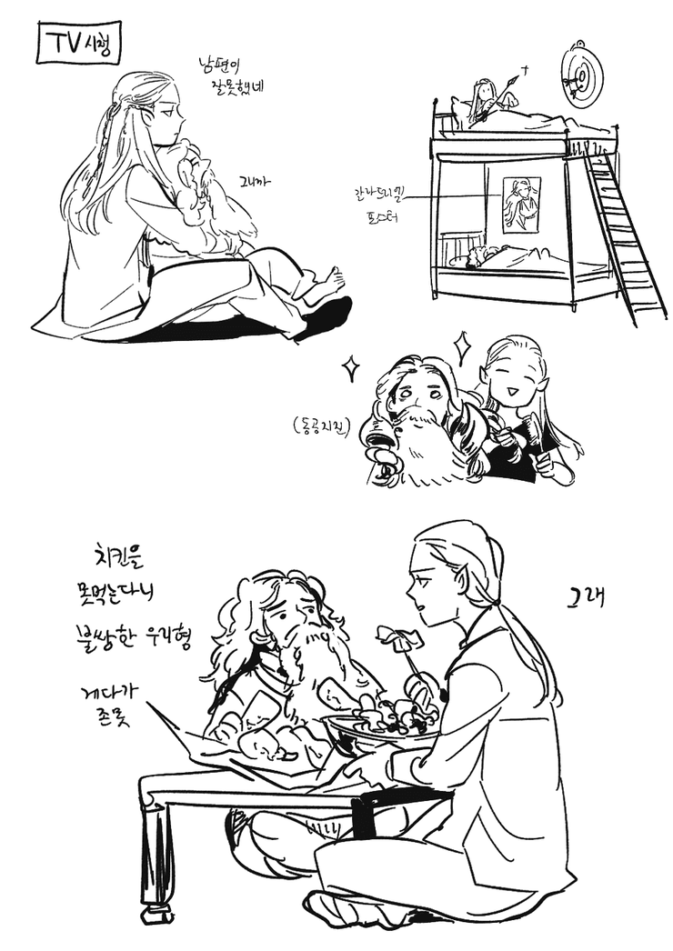 2014年に描いた現代アラボロ、ボロアラです.（何でも好きなように見てくださいよ。 その時も今もどっちも好きなので、エロい状況じゃなければ、一つに決めずに描くほうです）どうりでGIMLIとLegolasが二人の青少年の息子たちですwww