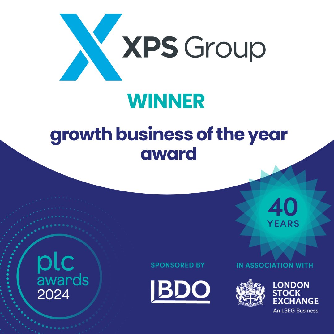 Huge congratulations to the whole team at <a href="/xpsgroup/">XPS Group</a> who were out in force at tonight's plc awards 2024 to collect the award for Growth Business of the Year Award, sponsored by <a href="/SPB_Global/">Squire Patton Boggs</a>! #plcawards #winner #plcis40
