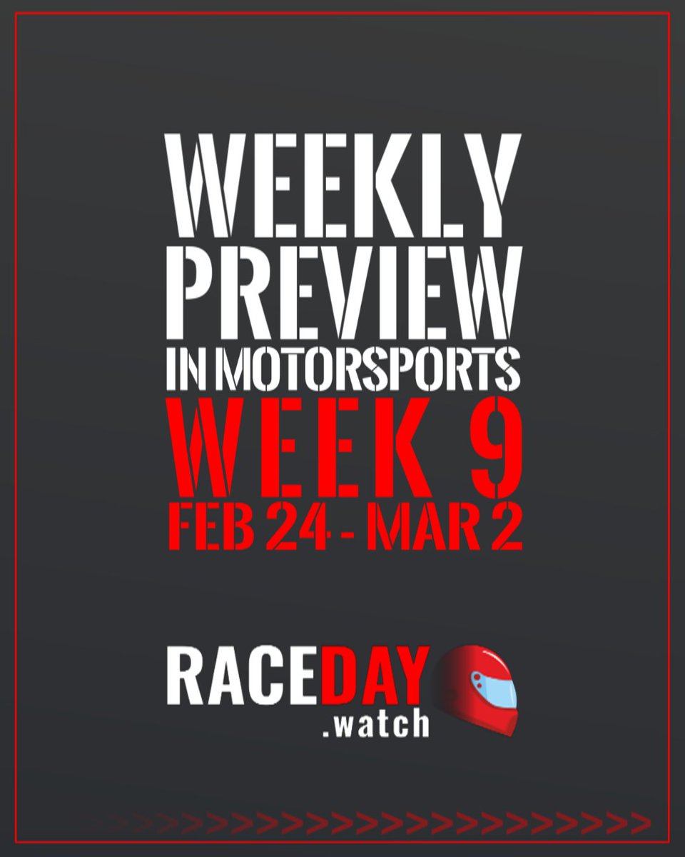 racedaywatch's tweet photo. Weekly Preview in Motorsports - Week 9 on RaceDay!

#F1 #F1Testing
#WEC #Qatar1812km #FRMEC #F4MEC
#MotoGP #ThaiGP
#MXGP #Motocross
#INDYCAR #FirestoneGP
#NASCAR
#WinterSeries
#SuperEnduro https://t.co/QEYTpfGPEb