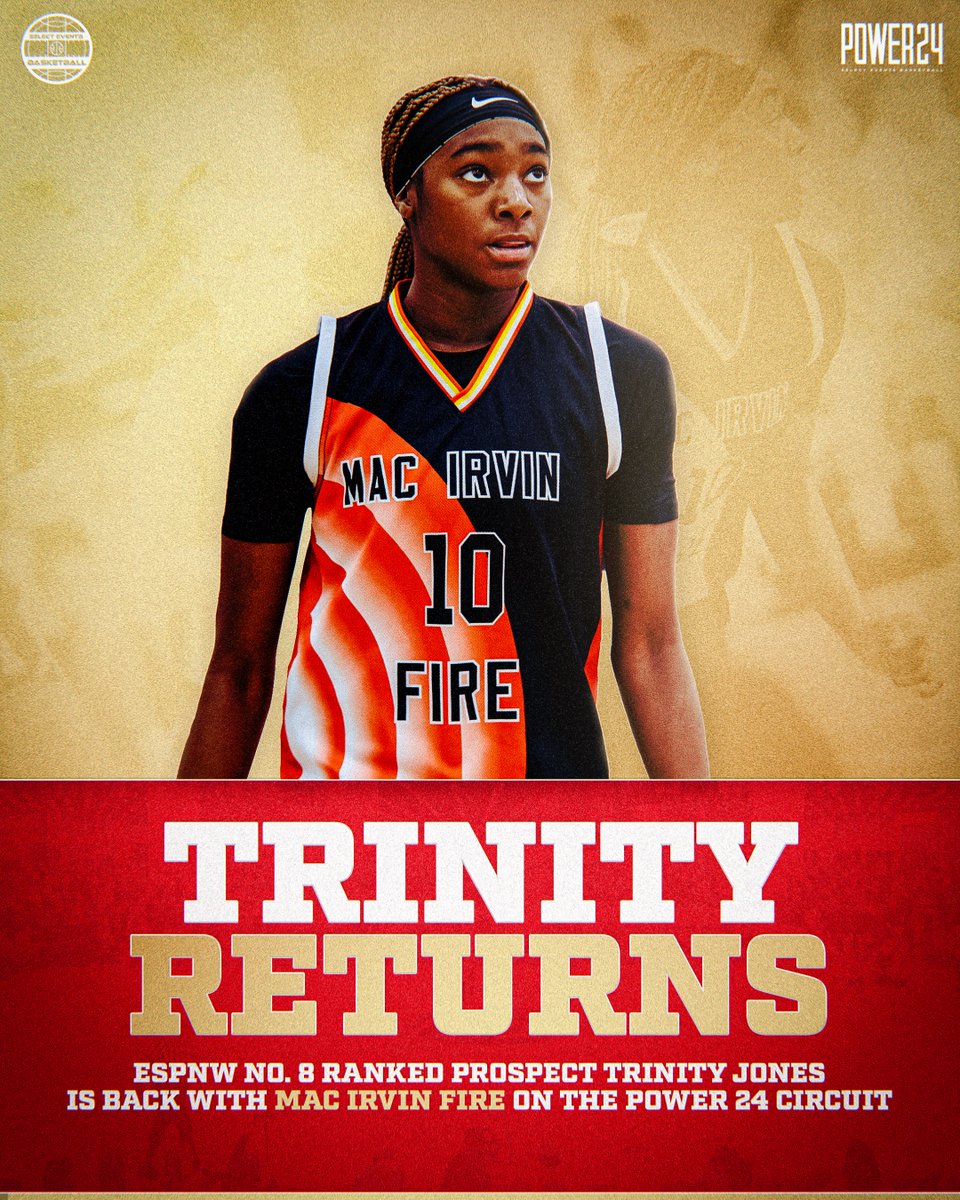 Select Events Basketball (@selecteventsbb) on Twitter photo Five-star prospect Trinity Jones is BACK for another season with <a href="/MacIrvinGirls/">Mac Irvin Lady Fire S40</a> on Power 24 ‼️ Five-star prospect Trinity Jones is BACK for another season with <a href="/MacIrvinGirls/">Mac Irvin Lady Fire S40</a> on Power 24 ‼️