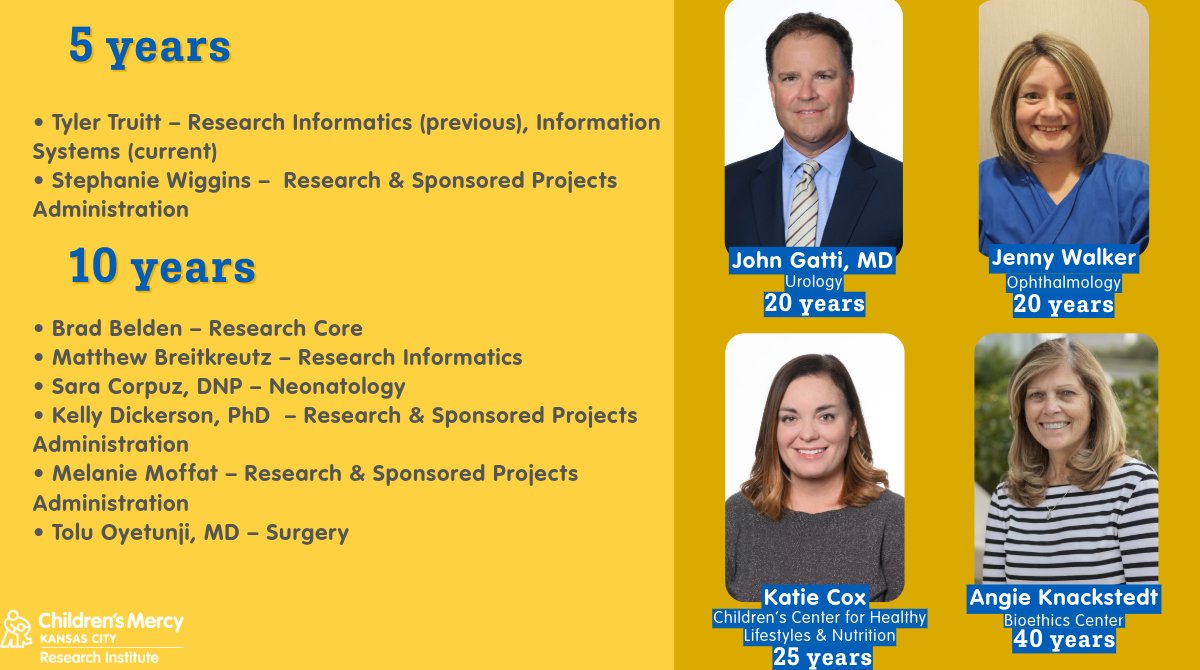 Children's Mercy Research Institute (@researchcm) on Twitter photo Help us congratulate some members of our research community who are celebrating their <a href="/ChildrensMercy/">Children's Mercy</a> work anniversaries this month. We're extremely lucky to have these amazing people as part of our team! Help us congratulate some members of our research community who are celebrating their <a href="/ChildrensMercy/">Children's Mercy</a> work anniversaries this month. We're extremely lucky to have these amazing people as part of our team!