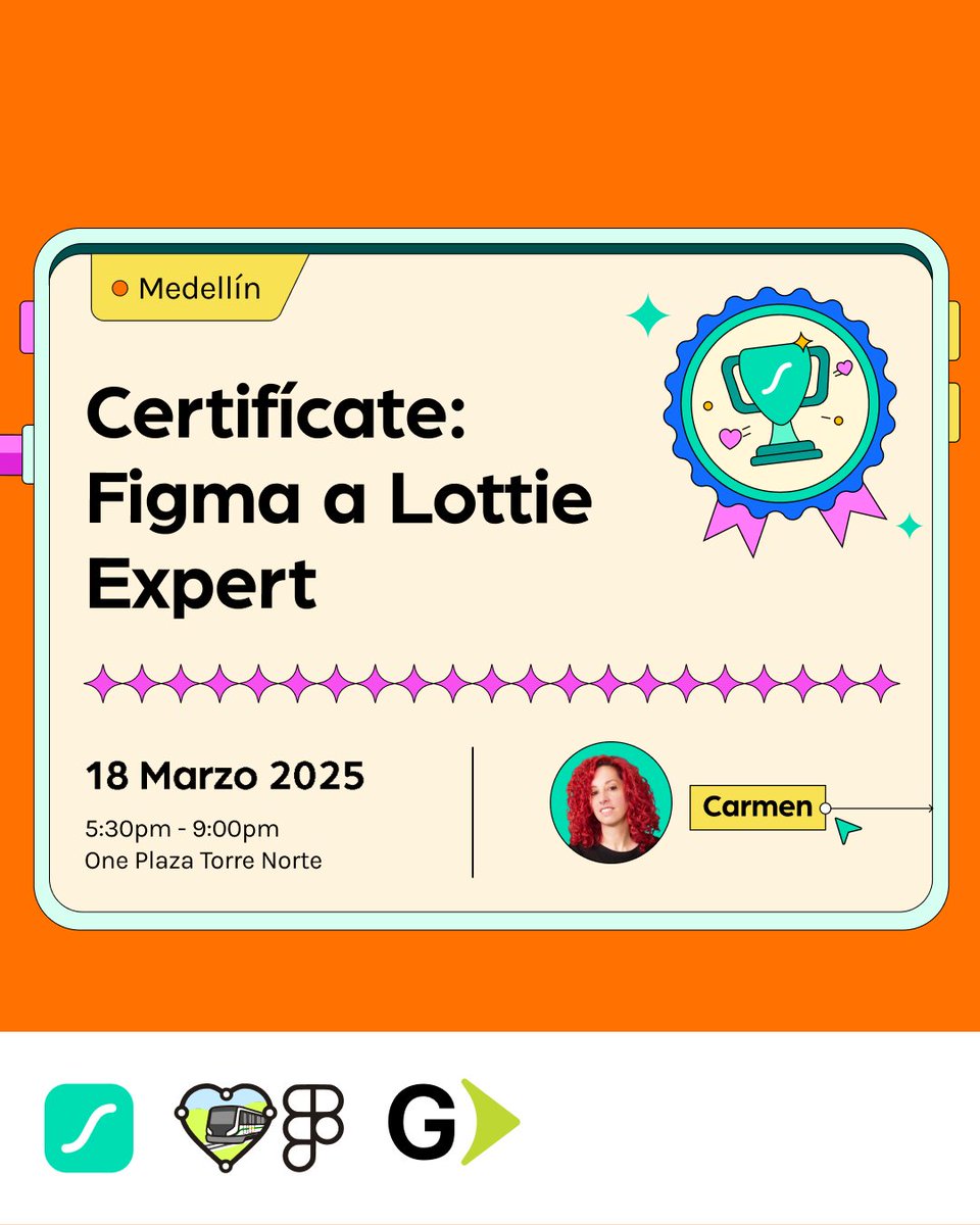 Certifícate: De Figma a Lottie Expert 🙌

¡Aprende a transformar tus diseños en animaciones interactivas y de alta calidad! 

Taller dirigido por: Carmen Ansio 

Más info en bit.ly/evento-18-marzo