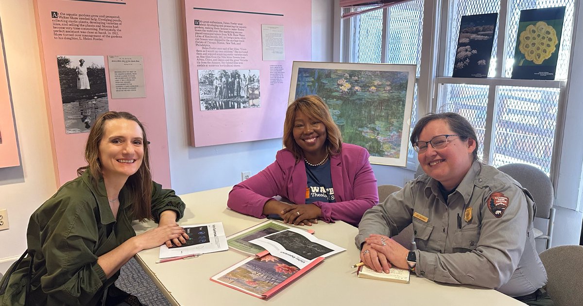 Spring-like morning meeting with our partner, <a href="/KenAqGardens/">Friends of Kenilworth Aquatic Gardens</a>! We’re collaborating to bring to life the work of Down to Earth’s selected artists—Billy Friebele and Andrew Kastner, who are examining the rich ecosystem above and below the water’s surface.