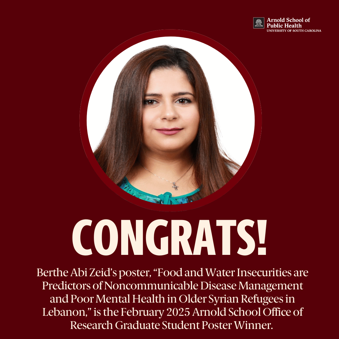 USCArnoldSchool's tweet photo. Big congratulations to the January and February Arnold School Office of Research Student Poster Award Winners! 🎉 #ArnoldSchoolProud #WeArePublicHealth https://t.co/VXr7ANElY4