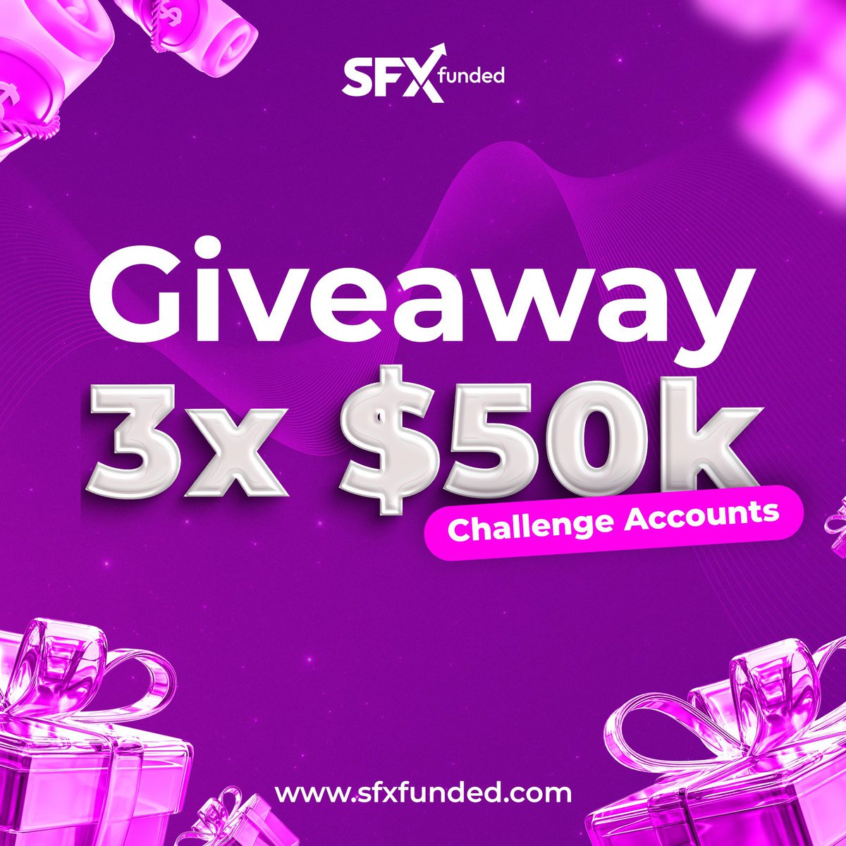 GIVEAWAY ALERT! 

We’re giving away 3 x $50K Challenge Accounts! 

How to enter:
1️⃣ Follow <a href="/sfxfundedcom/">sfxfundedcom</a> <a href="/husamsamy_sfx/">Husam Samy</a> <a href="/Isabelloisa1/">Engr Isaski</a> 

2️⃣ Like,retweet &amp; engage on quote post

3️⃣ Tag 3 friends

4️⃣ Join our Discord ⤵️
🔗 discord.gg/F7xhN9TkYc

⏳ Winners announced on March 3rd!