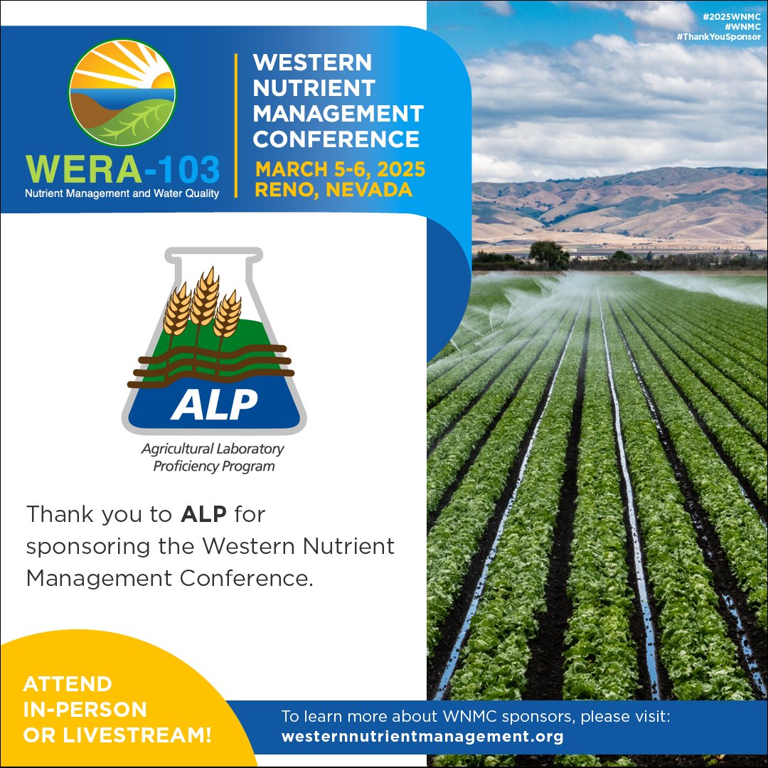 Thank you to ALP for sponsoring the Western Nutrient Management Conference. To learn more about WNMC sponsors, please visit: westernnutrientmanagement.org/Sponsors #2025WNMC #WNMC #ThankYouSponsor