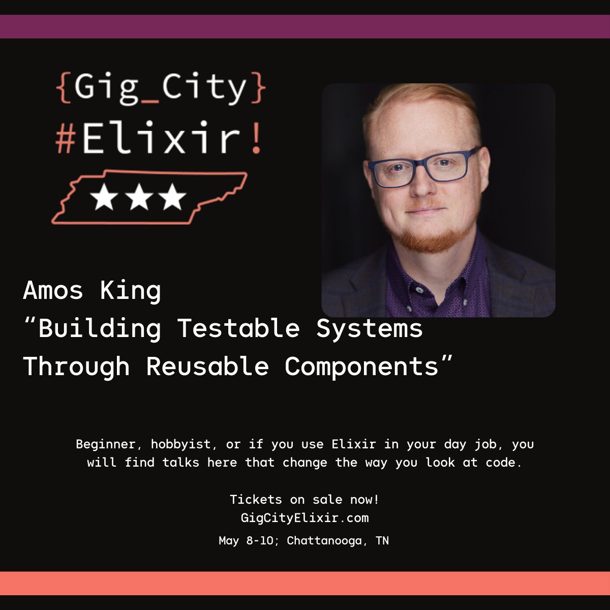 Gig City Elixir (@gigcityelixir) on Twitter photo Always bringing relevant and practical coding experience to us - we can't wait to hear from <a href="/Adkron/">Amos King - lucky husband</a> at GCE this year!
Get tickets at champ.ly/Ax9qzUFE
#ElixirLang Always bringing relevant and practical coding experience to us - we can't wait to hear from <a href="/Adkron/">Amos King - lucky husband</a> at GCE this year!
Get tickets at champ.ly/Ax9qzUFE
#ElixirLang