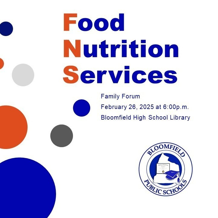 BloomfieldPS's tweet photo. As a reminder, the Family Forum on Food Services will be held tonight at 6:00 p.m. in the Bloomfield High School Library. https://t.co/fZ1Fl0cmpk