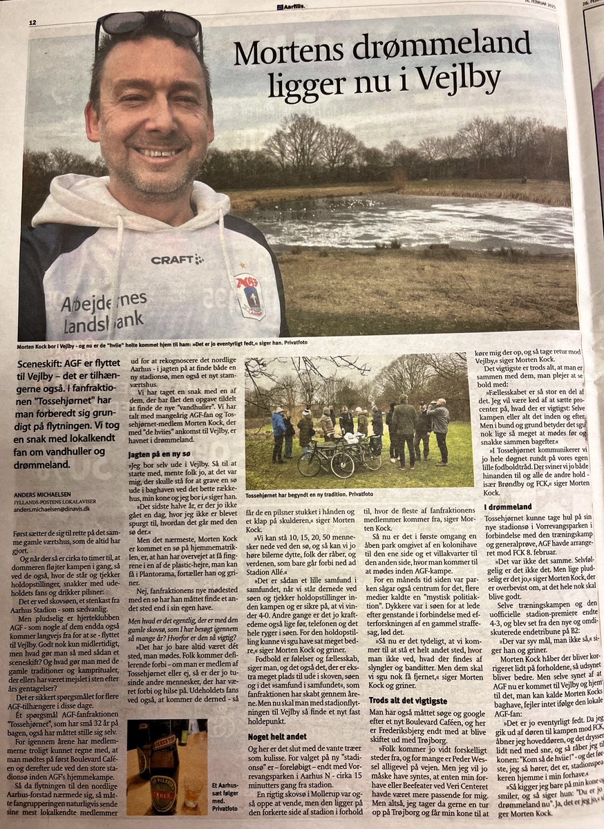 For os i generationen, der læser det trykte medie, kan man i ugens udgave af <a href="/Dinavisagf/">Din Avis om AGF</a> læse lidt om Drømmeland, jagten på vandhuller og flytning af ritualer i forbindelse med Ceres Park #8240vejlby

Ses vi ved søen - det tror jeg da nok vi gør!

#ultratwitteragf #KSDH ⚪️🔵❤️⚽️