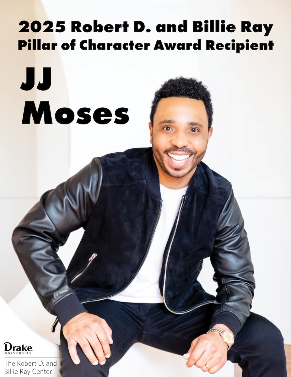 We're proud to announce that the recipient of our 2025 Robert D. and Billie Ray Pillar of Character Award recipient is JJ Moses -  <a href="/JJMoses84/">JJ Moses</a>

Learn more about JJ and the Ray Award news.drake.edu/2025/02/26/jj-…