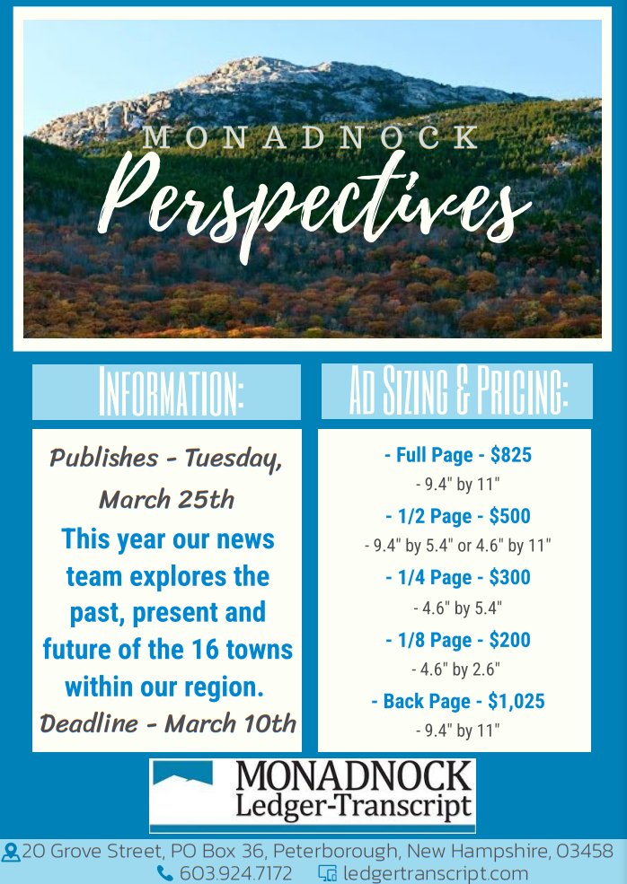 Showcase your business in Monadnock Perspectives!
Contact us today: ow.ly/aWtT50V6uwt