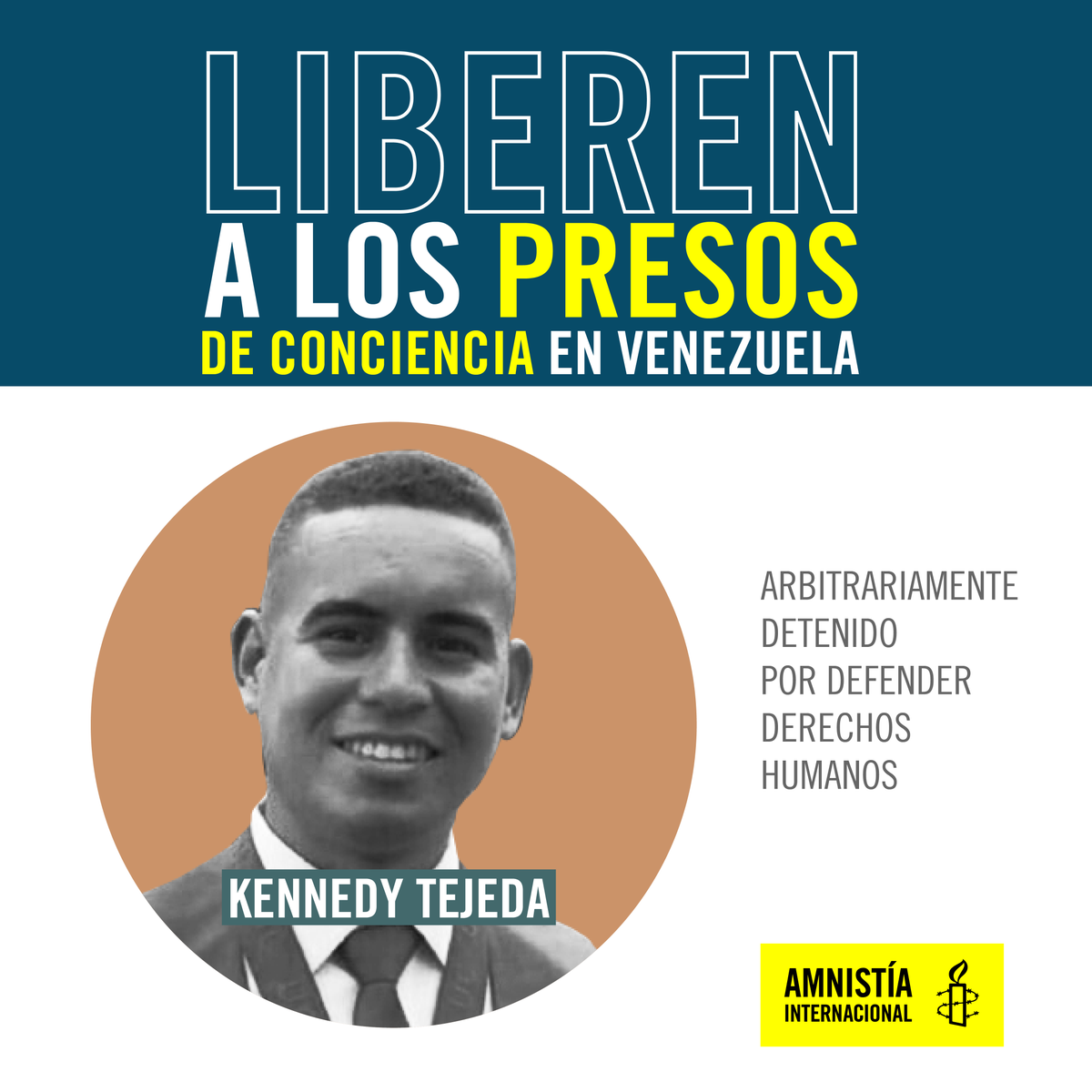 amnistia's tweet photo. 🚨Libertad para los presos de conciencia

Kennedy Tejeda es un joven abogado y voluntario de Foro Penal

Lo detuvieron el 2 de agosto de 2024 cuando preguntaba por el paradero de dos hombres que supuestamente habían sido arrestados

Actúa por su libertad: https://t.co/LtBlO2IA8L https://t.co/7pxD5284h8