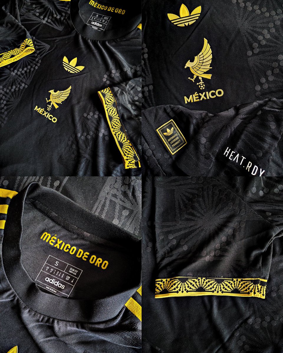 AllFutbolMX's tweet photo. 🤩🇲🇽 A detailed look at Mexico’s NEW HOME JERSEY for the 2025 GOLD CUP! 

The new kit features a black design with gold accents, inspired by Mariachi clothing. 🏆⭐️

Via @Footy_Headlines - @ZamielDaza https://t.co/LD4NCIpB1f