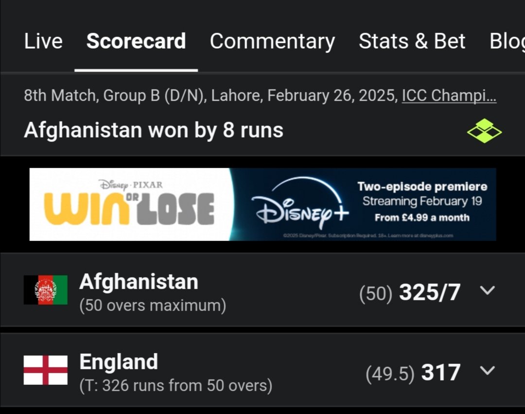 I'm old enough to remember when cricket snobs lost their collective minds at the 2012 T20 World Cup when Afghanistan were 26 for 8 in 9 overs chasing England's 196. Jos Buttler, Gulbadin Naib, &amp; Mohammad Nabi are the last holdovers from that day. What a difference 13 years makes.