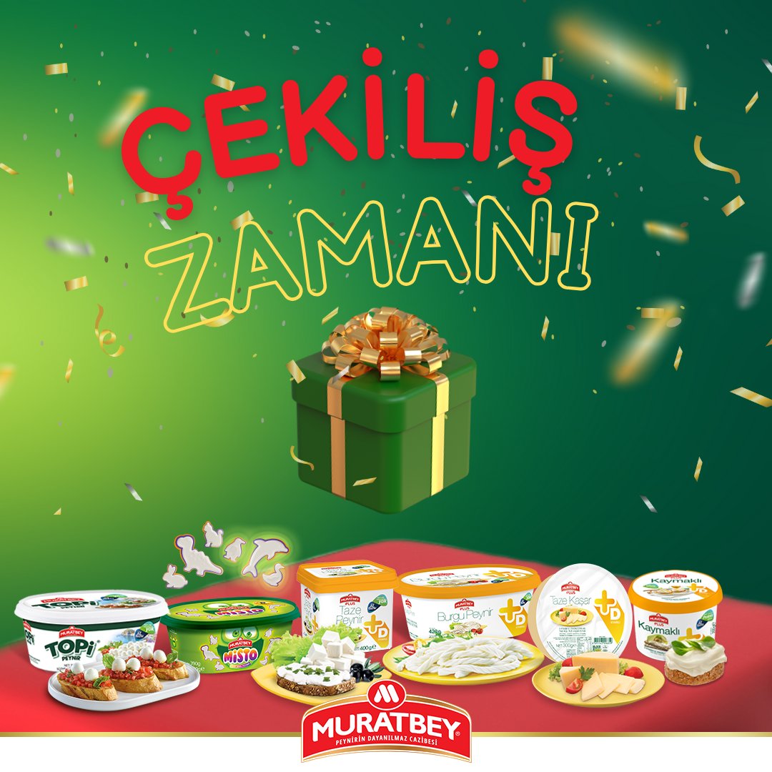 Muratbey Peynir (@muratbeypeynir) on Twitter photo 🎁 Ödüllü Yarışma 🎁
“Peynirin Dayanılmaz Cazibesi” sizi bekliyor! 😍
☀️<a href="/MuratbeyPeynir/">Muratbey Peynir</a> ‘i takip edin,
☀️Yoruma #MuratbeyPeynir yazın,
☀️Bu iletiyi beğenerek RT yapın,
Muratbey’den hediye kazanma şansı yakalayın!
Son Katılım: 10 Mart
Sonuçların Açıklanması: 12 Mart
Şansınızı 🎁 Ödüllü Yarışma 🎁
“Peynirin Dayanılmaz Cazibesi” sizi bekliyor! 😍
☀️<a href="/MuratbeyPeynir/">Muratbey Peynir</a> ‘i takip edin,
☀️Yoruma #MuratbeyPeynir yazın,
☀️Bu iletiyi beğenerek RT yapın,
Muratbey’den hediye kazanma şansı yakalayın!
Son Katılım: 10 Mart
Sonuçların Açıklanması: 12 Mart
Şansınızı