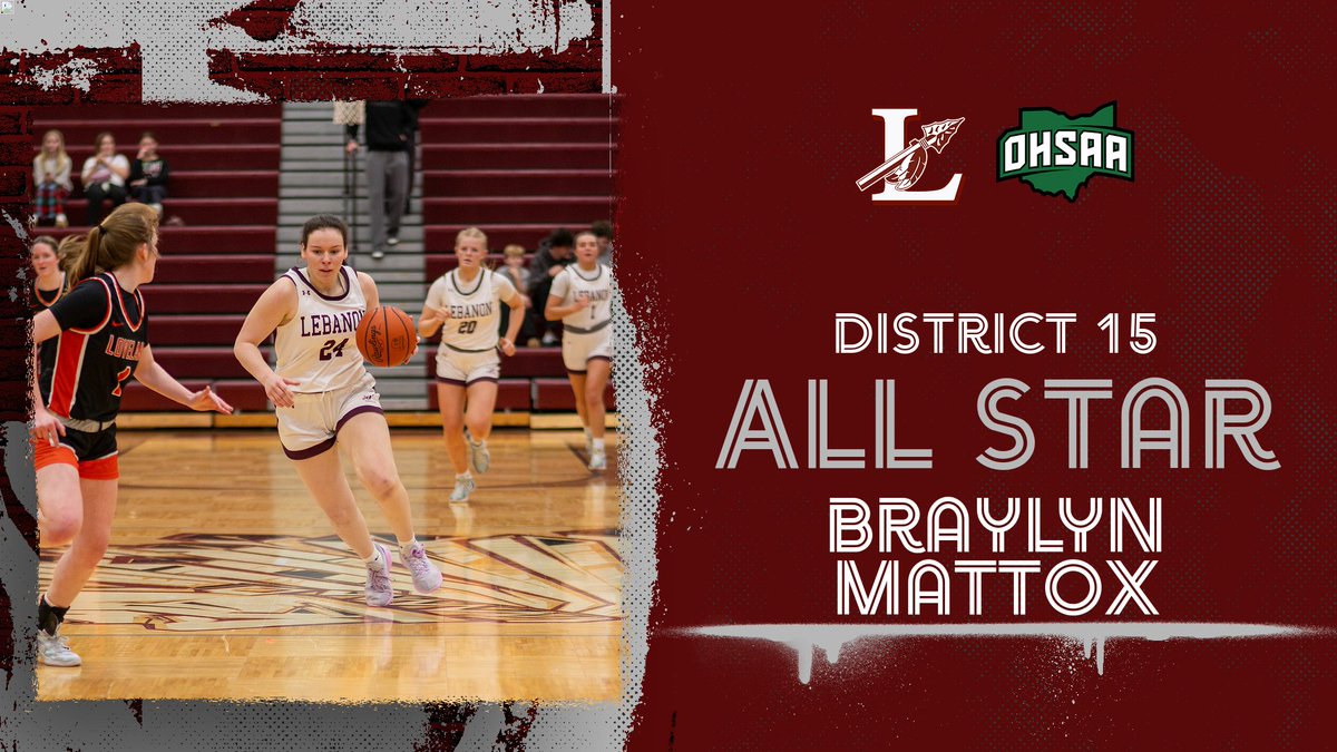 🏀Congratulations to senior Braylyn Mattox on being selected as a Top 10 Senior in SW District 15! She will represent Lebanon in the District 15 All-Star Game!⭐️
