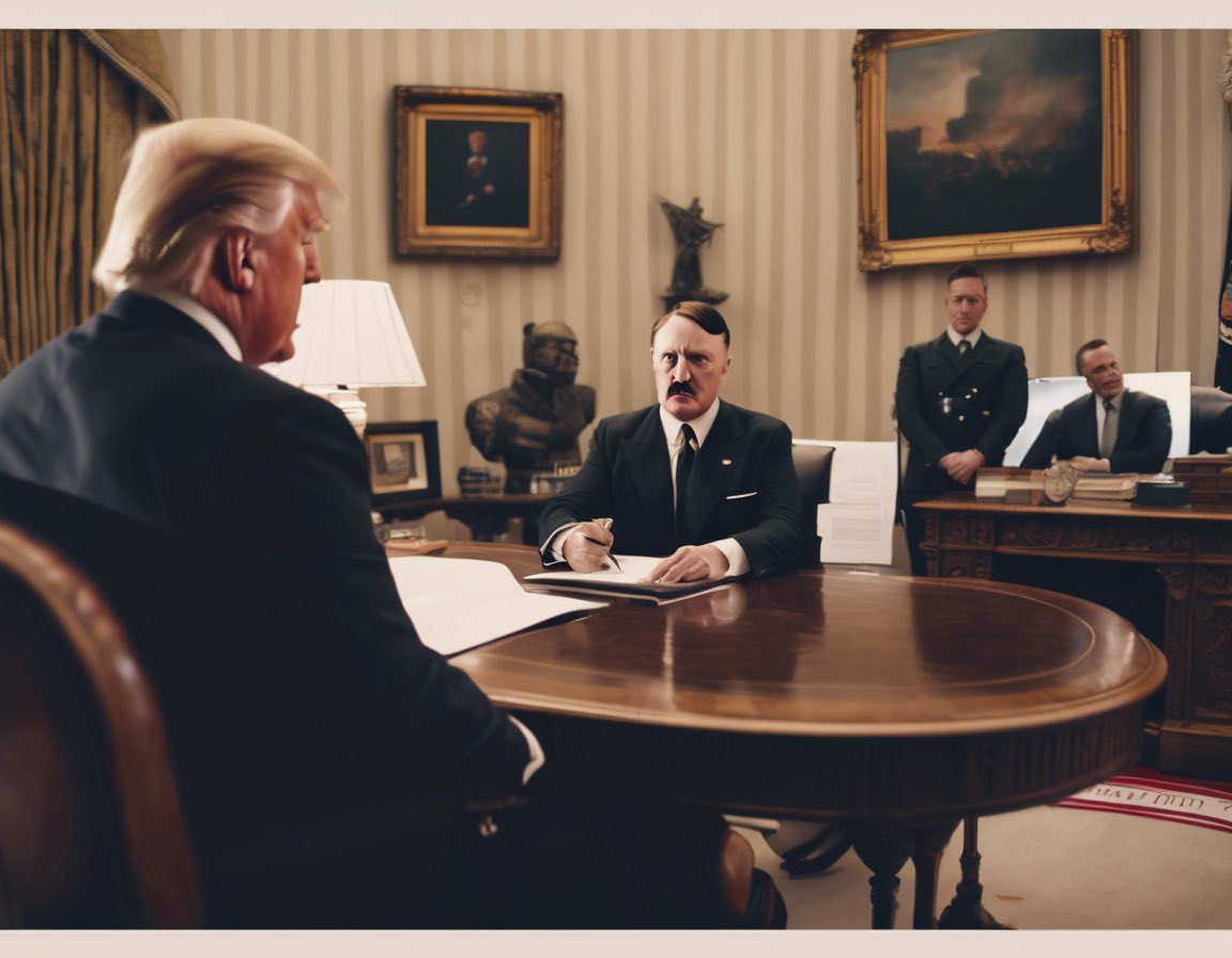 <a href="/POTUS/">President Donald J. Trump</a> sitting down with his favourite politician for some ideas how to form his new country. #HistoryRemembers #USA #stoprepeatingpast