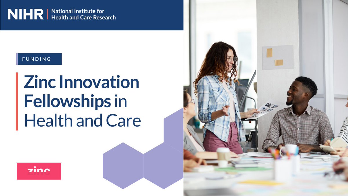 Open for applications: NIHR-Zinc Innovation Fellowships in Health and Care are available to postdoctoral NIHR Academy Members. Experience a fast-paced, creative, and experimental environment over 6-9 months, working closely with <a href="/zincvc/">Zinc</a>  and their network of ventures.

Apply by 7